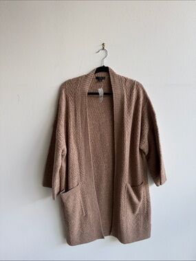 J. Crew Open-Front Cardigan Sweater in Camel Brown